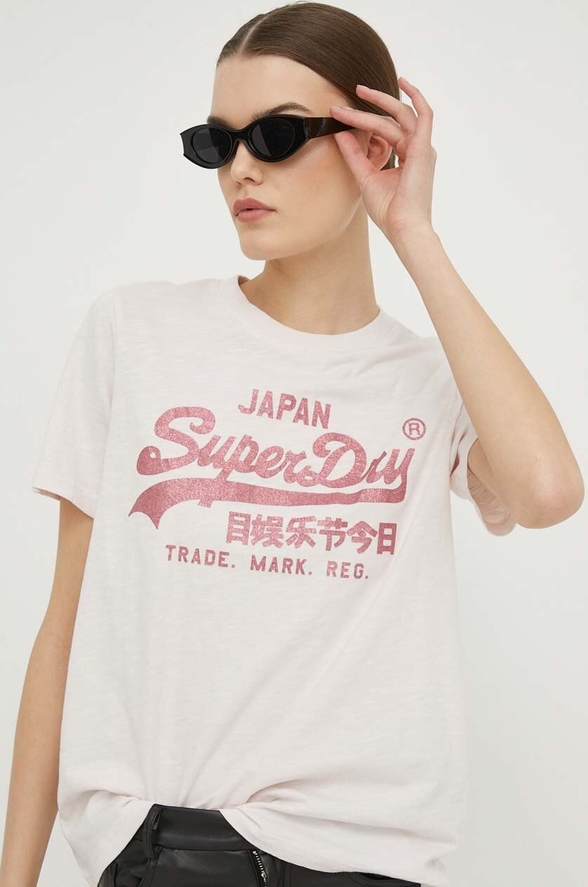 T-shirt Superdry z okrągłym dekoltem z bawełny w młodzieżowym stylu