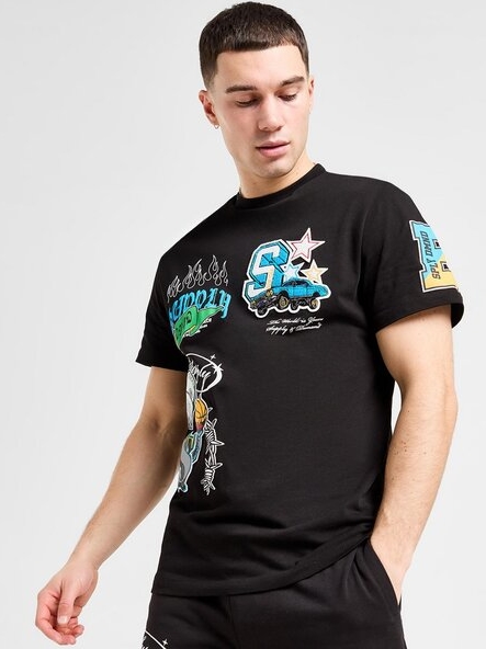 T-shirt Supply & Demand z nadrukiem w młodzieżowym stylu z krótkim rękawem