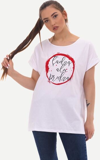 T-shirt Szachownica z okrągłym dekoltem z nadrukiem z krótkim rękawem