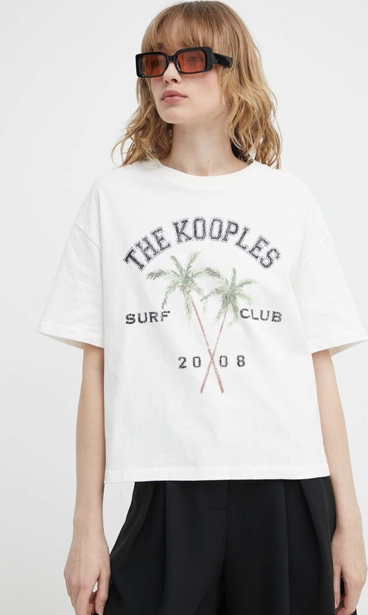 T-shirt The Kooples z krótkim rękawem z okrągłym dekoltem