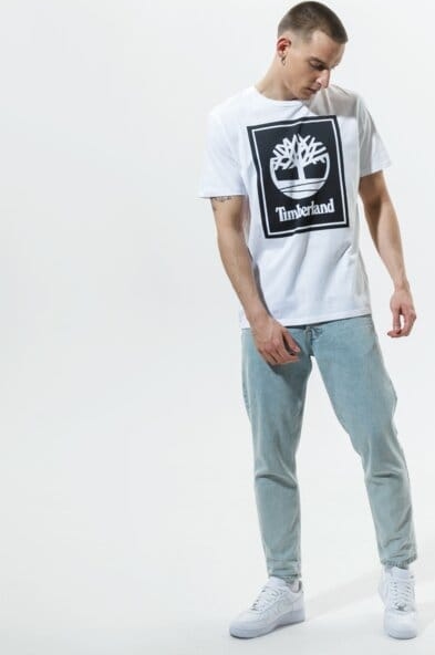 T-shirt Timberland z nadrukiem w młodzieżowym stylu z krótkim rękawem