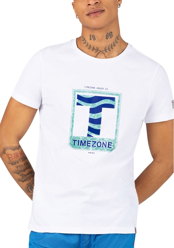 T-shirt Timezone w młodzieżowym stylu z krótkim rękawem z bawełny
