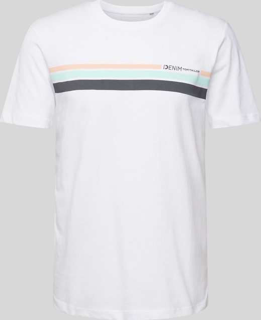 T-shirt Tom Tailor Denim w młodzieżowym stylu z nadrukiem