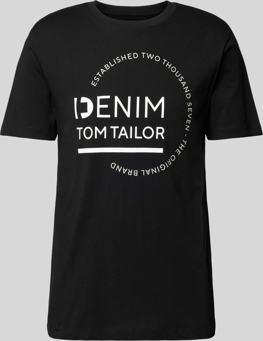 T-shirt Tom Tailor Denim z bawełny z krótkim rękawem