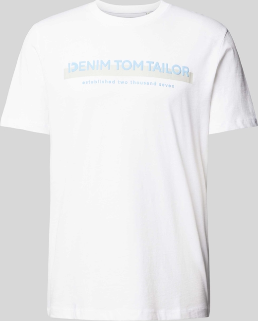 T-shirt Tom Tailor Denim z bawełny z krótkim rękawem w młodzieżowym stylu