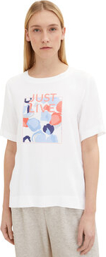 T-shirt Tom Tailor w młodzieżowym stylu z okrągłym dekoltem z nadrukiem