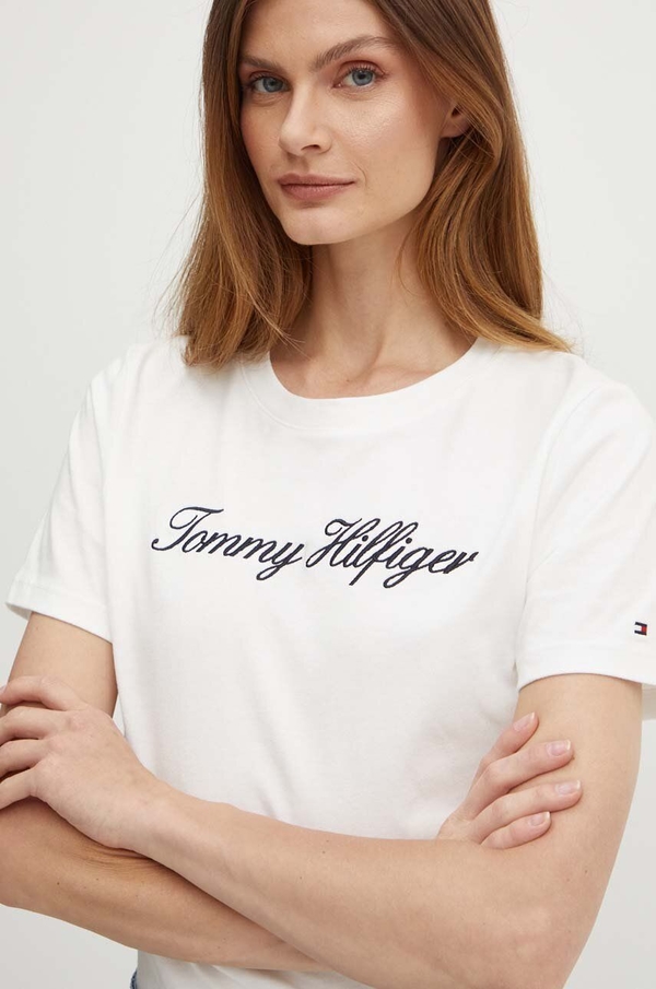 T-shirt Tommy Hilfiger w młodzieżowym stylu z bawełny z krótkim rękawem