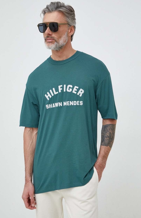 T-shirt Tommy Hilfiger w młodzieżowym stylu z nadrukiem z bawełny