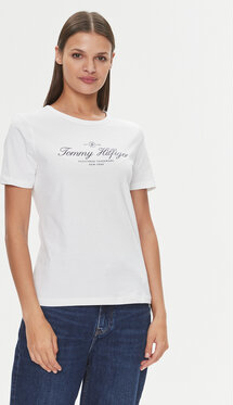 T-shirt Tommy Hilfiger w młodzieżowym stylu z okrągłym dekoltem