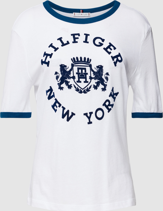 T-shirt Tommy Hilfiger w młodzieżowym stylu z okrągłym dekoltem z bawełny