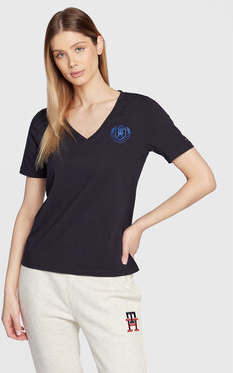 T-shirt Tommy Hilfiger z dekoltem w kształcie litery v w stylu casual z krótkim rękawem