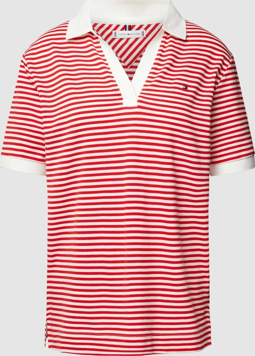 T-shirt Tommy Hilfiger z dekoltem w kształcie litery v z bawełny