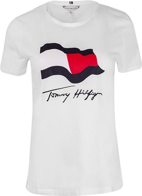 T-shirt Tommy Hilfiger z krótkim rękawem z okrągłym dekoltem w młodzieżowym stylu