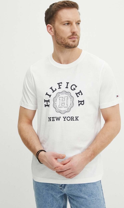 T-shirt Tommy Hilfiger z nadrukiem z krótkim rękawem z bawełny