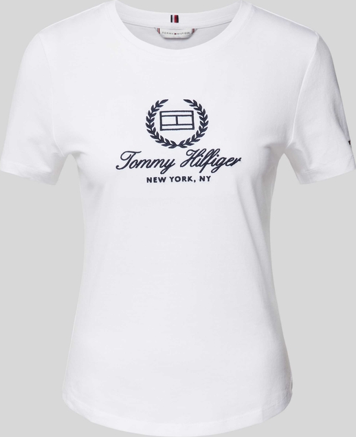 T-shirt Tommy Hilfiger z okrągłym dekoltem w młodzieżowym stylu z krótkim rękawem