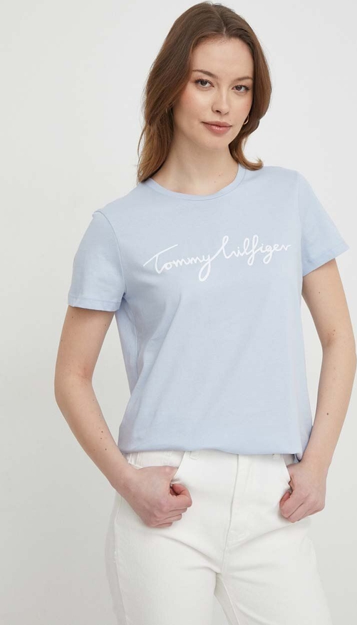 T-shirt Tommy Hilfiger z okrągłym dekoltem z krótkim rękawem w młodzieżowym stylu