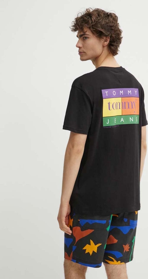 T-shirt Tommy Jeans w młodzieżowym stylu z bawełny z nadrukiem