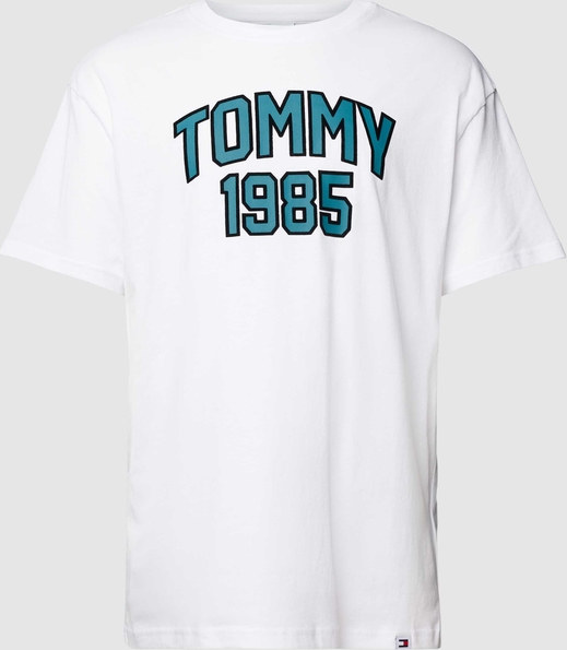 T-shirt Tommy Jeans w młodzieżowym stylu z nadrukiem z bawełny