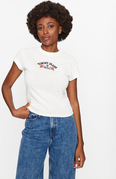 T-shirt Tommy Jeans w młodzieżowym stylu z okrągłym dekoltem z krótkim rękawem