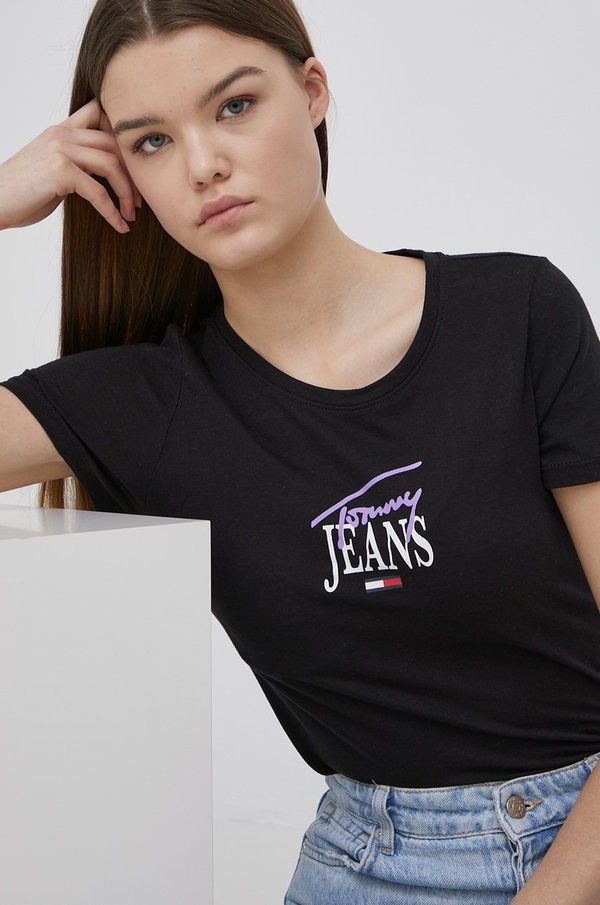 T-shirt Tommy Jeans z dzianiny