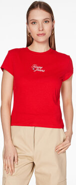 T-shirt Tommy Jeans z krótkim rękawem z okrągłym dekoltem w młodzieżowym stylu