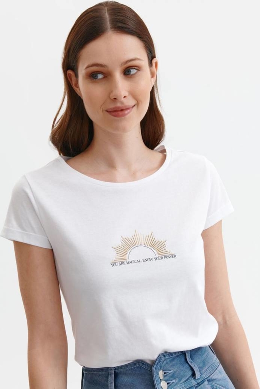 T-shirt Top Secret z nadrukiem z okrągłym dekoltem z tkaniny