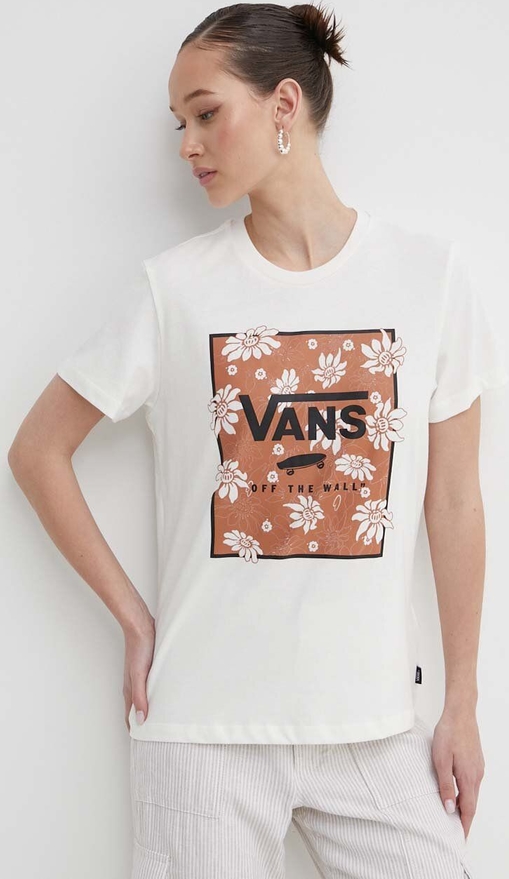 T-shirt Vans z okrągłym dekoltem z bawełny w młodzieżowym stylu
