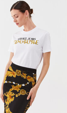 T-shirt Versace Jeans z okrągłym dekoltem w młodzieżowym stylu z krótkim rękawem
