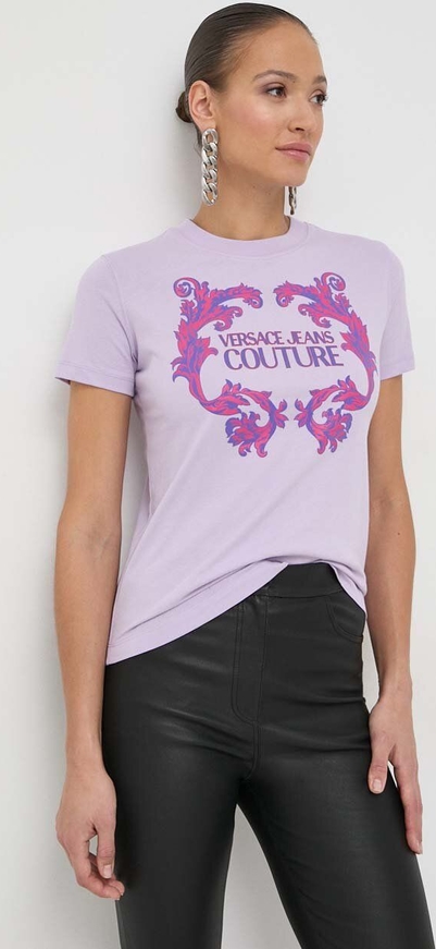 T-shirt Versace Jeans z okrągłym dekoltem z bawełny