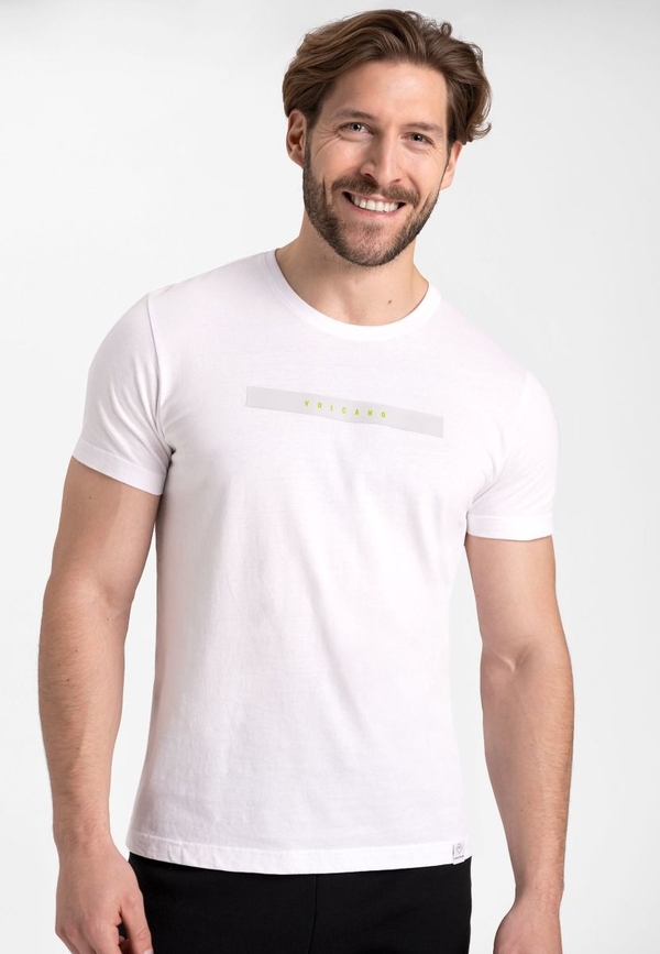 T-shirt Volcano w stylu klasycznym z tkaniny z krótkim rękawem