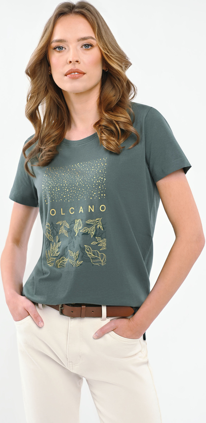 T-shirt Volcano z krótkim rękawem w młodzieżowym stylu z okrągłym dekoltem
