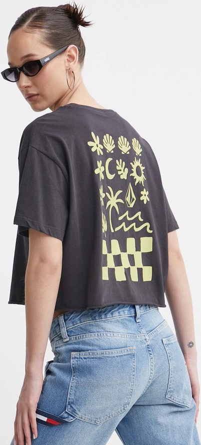 T-shirt Volcom z bawełny w młodzieżowym stylu z okrągłym dekoltem