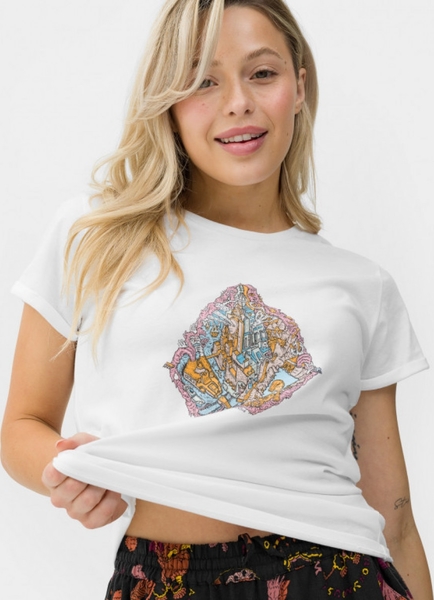 T-shirt Volcom z bawełny z nadrukiem z okrągłym dekoltem