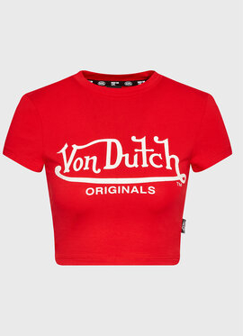 T-shirt Von Dutch z okrągłym dekoltem z krótkim rękawem w młodzieżowym stylu