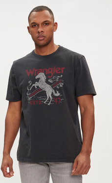 T-shirt Wrangler w młodzieżowym stylu z nadrukiem