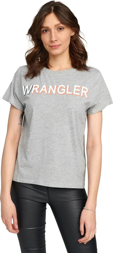 T-shirt Wrangler w młodzieżowym stylu z okrągłym dekoltem z bawełny
