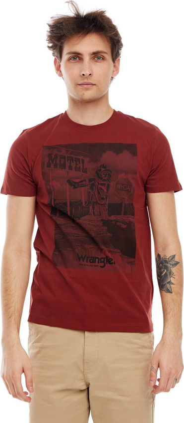 T-shirt Wrangler z nadrukiem z krótkim rękawem w młodzieżowym stylu
