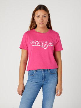 T-shirt Wrangler z okrągłym dekoltem w młodzieżowym stylu