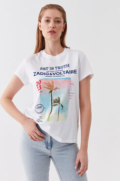T-shirt Zadig & Voltaire z krótkim rękawem w młodzieżowym stylu z okrągłym dekoltem