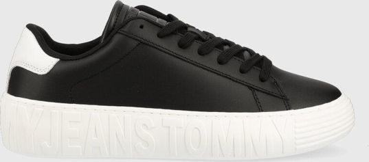 Tommy Jeans sneakersy skórzane LEATHER OUTSOLE kolor czarny EM0EM01159