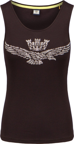 Top Aeronautica Militare z tkaniny z okrągłym dekoltem w militarnym stylu