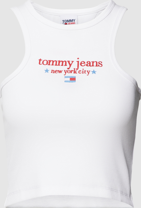 Top Tommy Jeans w młodzieżowym stylu z bawełny z okrągłym dekoltem