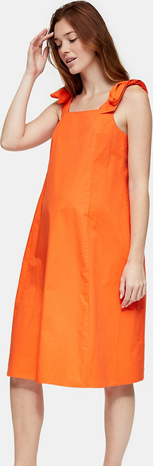 Topshop Maternity – Pomarańczowa sukienka midi z popeliny-Pomarańczowy