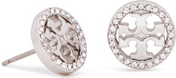 Tory Burch Kolczyki Crystal Logo Circle Stud Earring 53422 Srebrny
