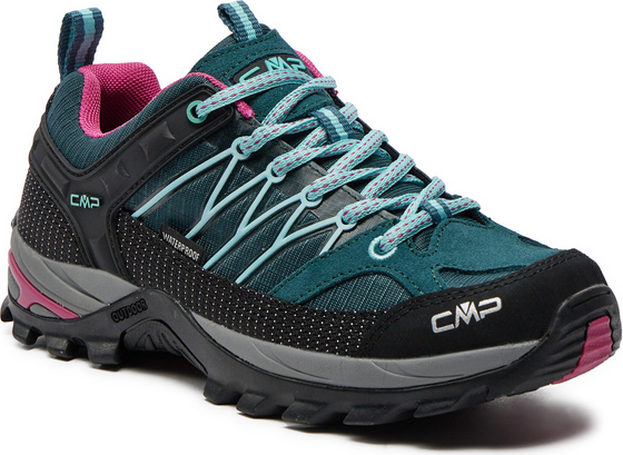 Turkusowe buty trekkingowe CMP z płaską podeszwą sznurowane