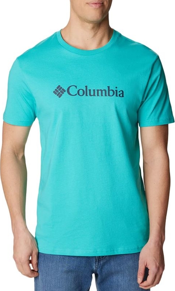Turkusowy t-shirt Columbia w stylu klasycznym z dzianiny