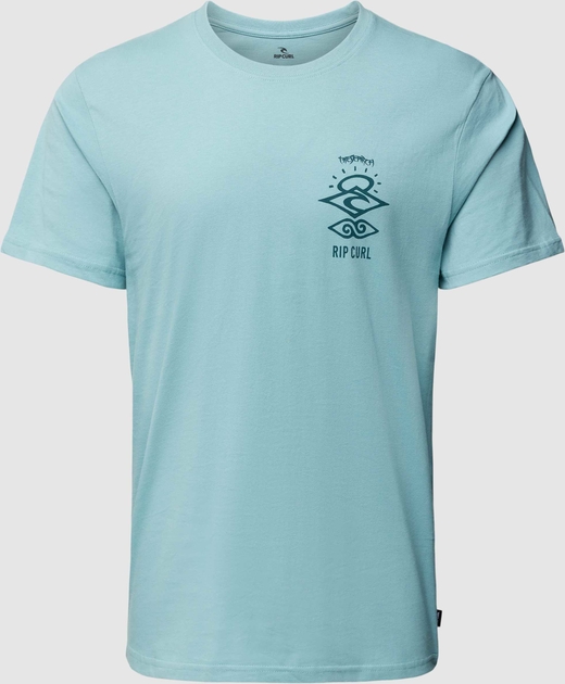 Turkusowy t-shirt Rip Curl z nadrukiem z bawełny