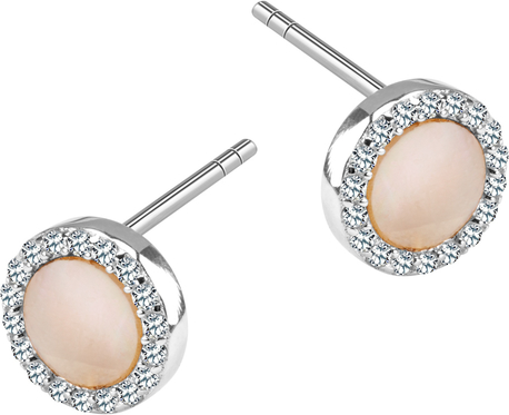 Unique - Biżuteria Yes Kolczyki srebrne z masą perłową i cyrkoniami - Unique