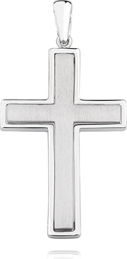 Valerio Elegancki duży rodowany srebrny piaskowany satynowany krzyżyk krzyż srebro 925 KS0207C
