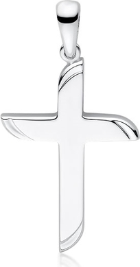 Valerio Elegancki duży rodowany srebrny piaskowany satynowany krzyżyk krzyż srebro 925 KS0246C